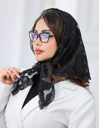 مینی اسکارف دانتل ۳گوش مشکی