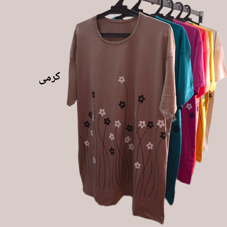 تیشرت شکوفه نخی قواره دار زنانه