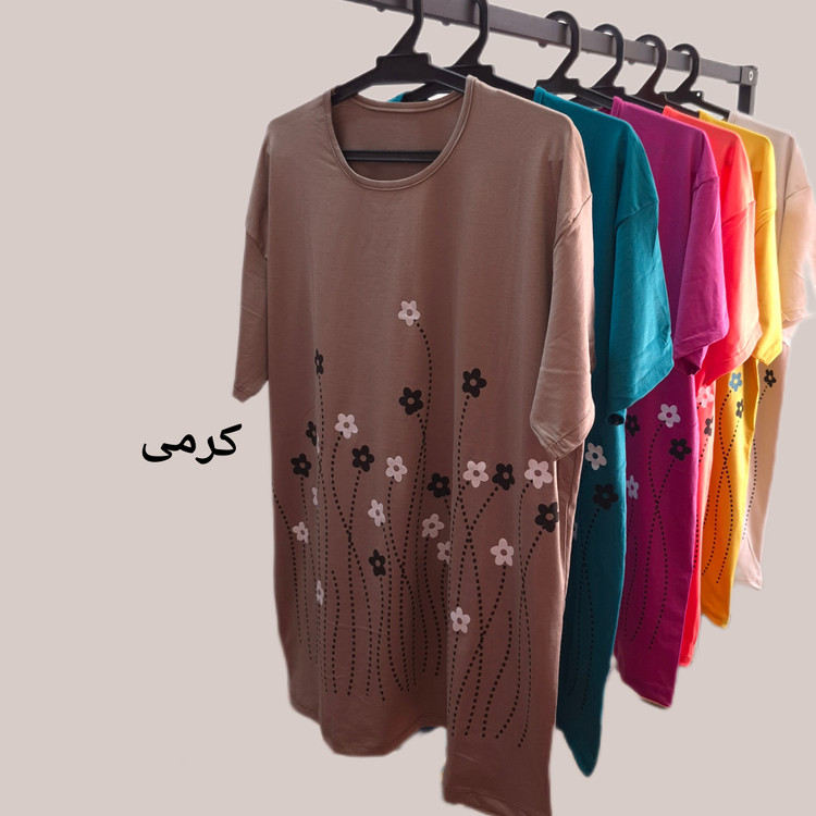 تیشرت شکوفه نخی قواره دار زنانه