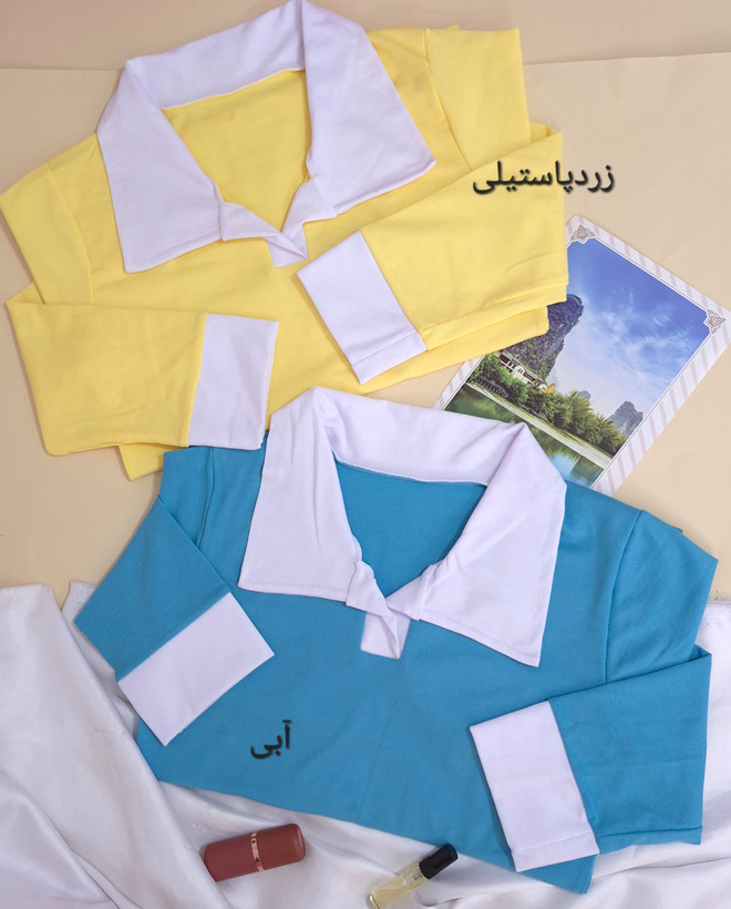 پلوشرت کبریتی آستیدار یقه سفید(دخترانه،زنانه)